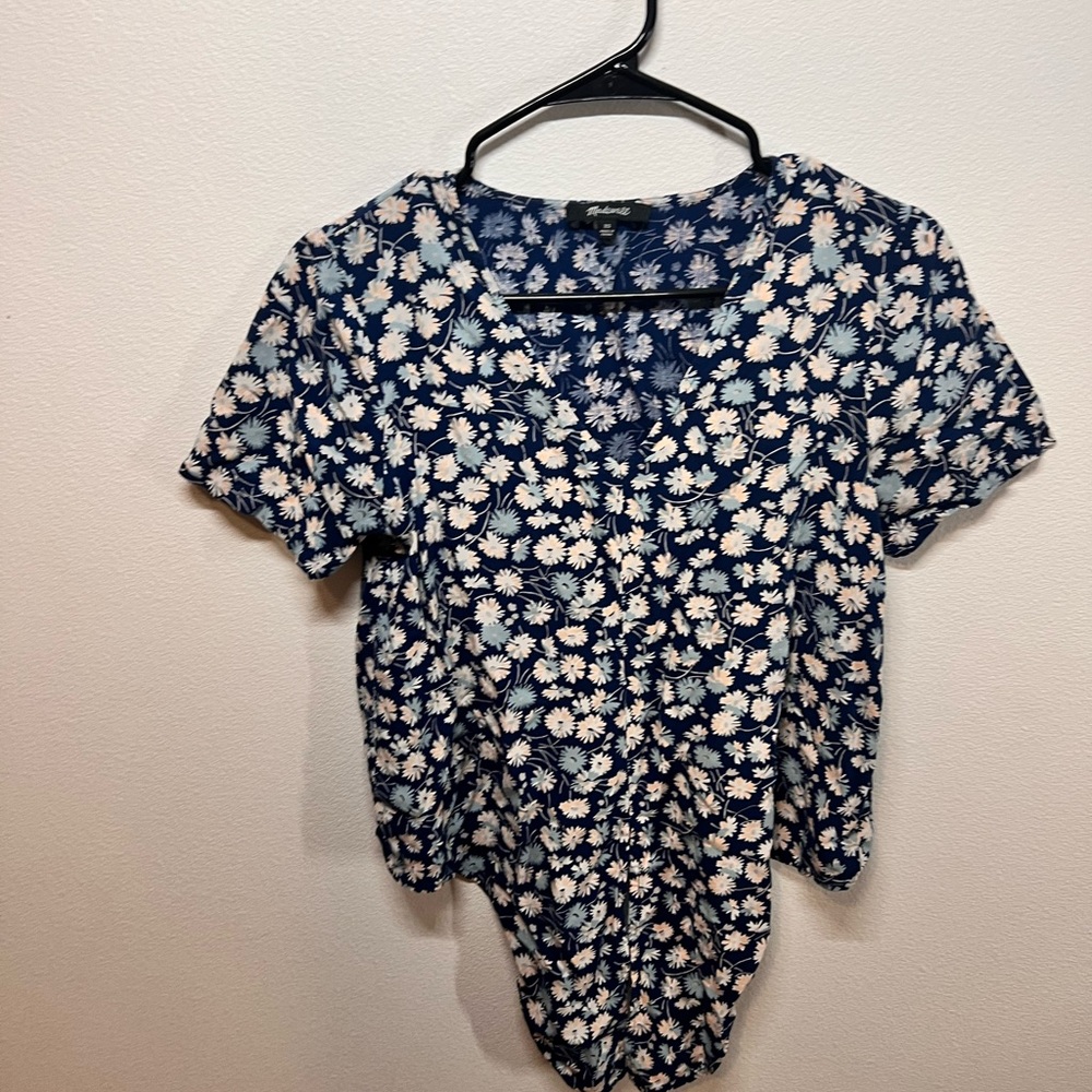 Madewell Navy Floral Top